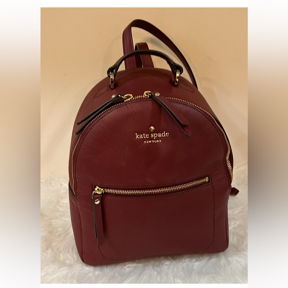 Kate Spade Pebbled Leather Backpack Burgundy bag - Picture 3 of 12